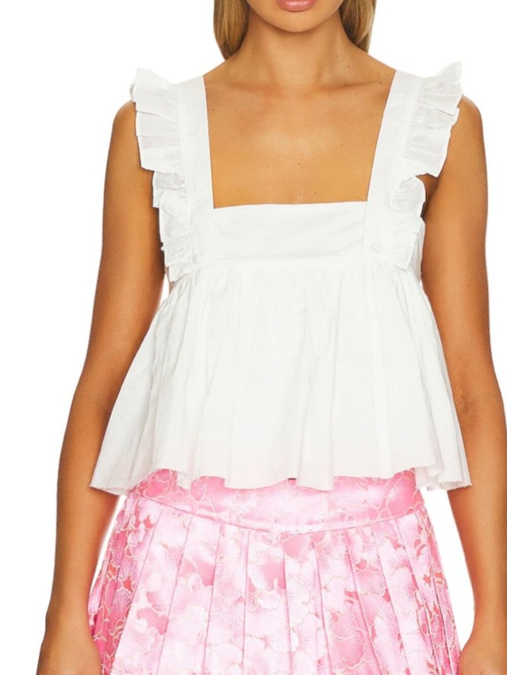 Selkie Ruffle Apron Top – White